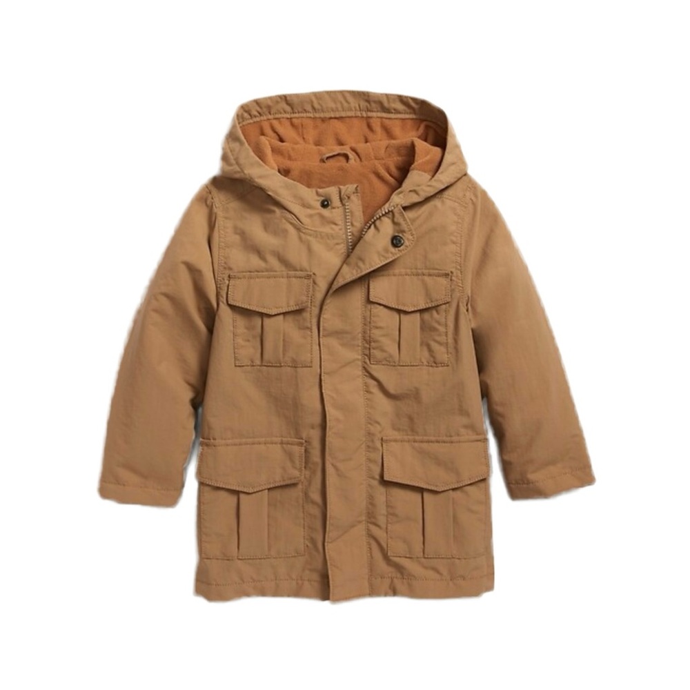 NWT Old Navy Tan/Brown Snap Closure 4 Pocket Utility Jacket Toddler 18-24M NEW